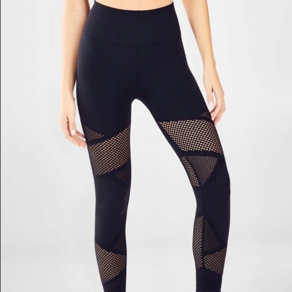 Fabletics Black Mosaic High-Waisted 7/8 leggings